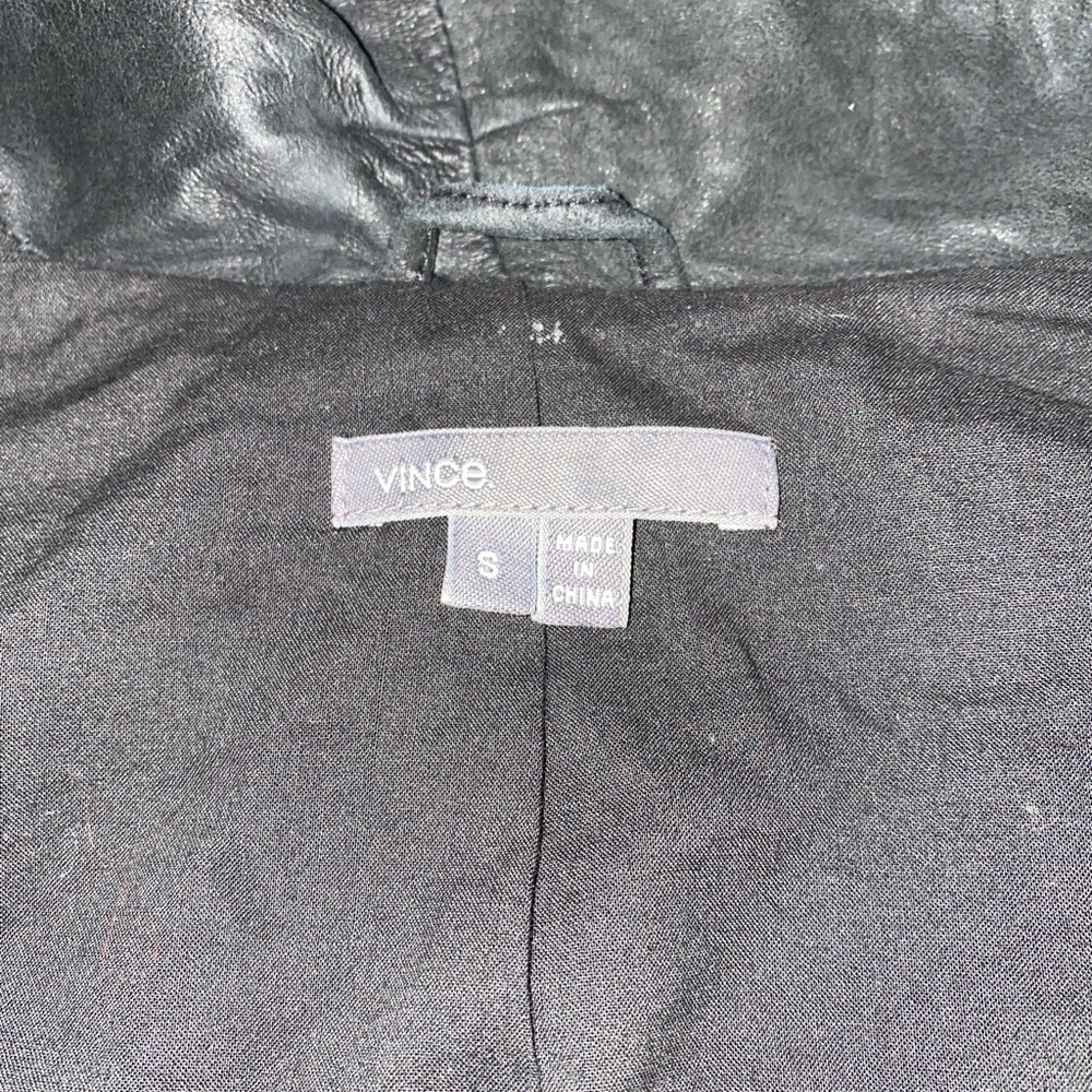 Vince Black Leather Biker Jacket - Picture 7 of 8
